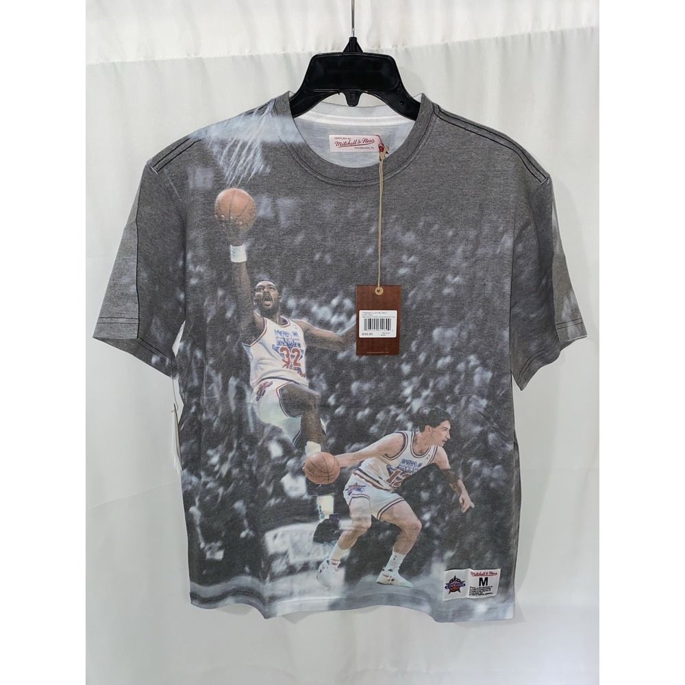 NWT Mitchell & Ness Karl Malone John Stockton All Over Print T Shirt Mens Medium